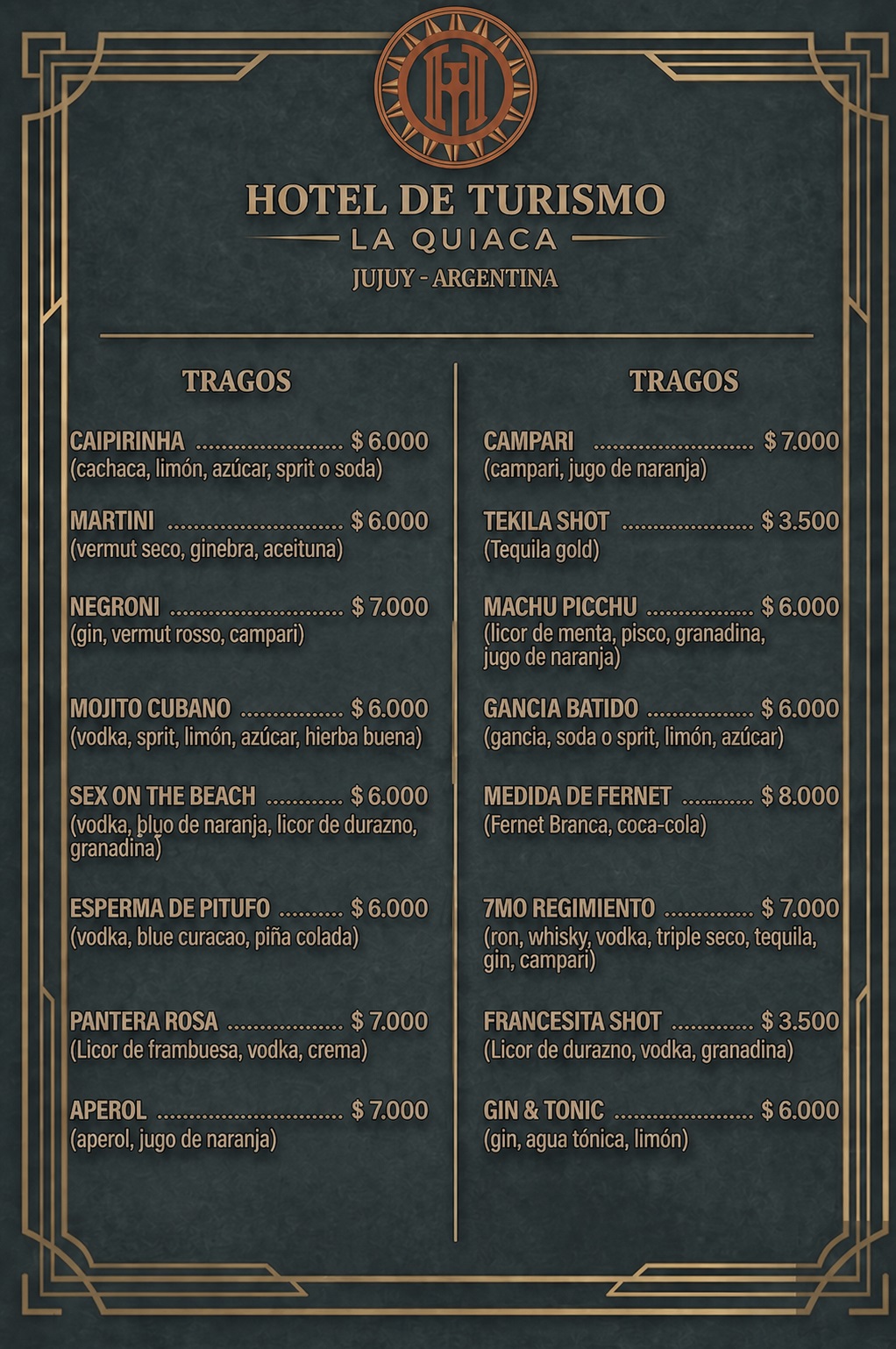 Carta del Menú