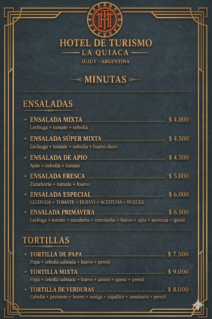 Carta del Menú