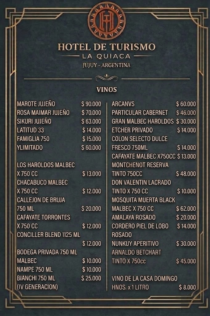 Carta del Menú